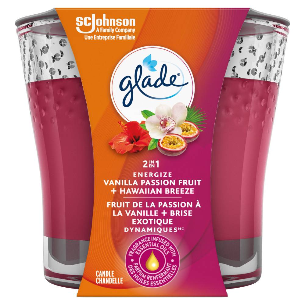 Glade 2In1 Candle, Vanilla Passionfruit & Hawaiian (100 g)