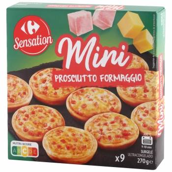 Mini pizzas de jamón y queso Carrefour 270 g.