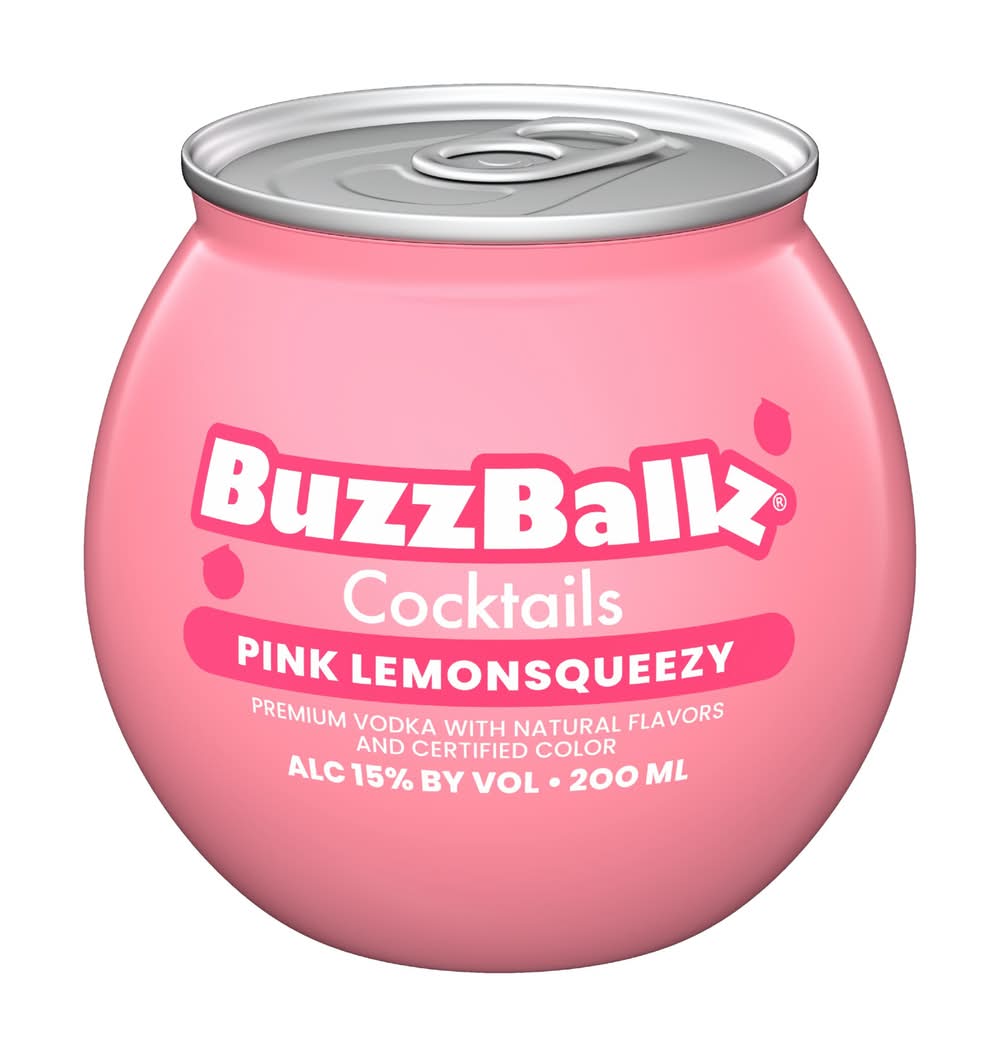 BuzzBallz Premium Vodka Ready To Drink Cocktails, Pink Lemonsqueezy (200 ml)