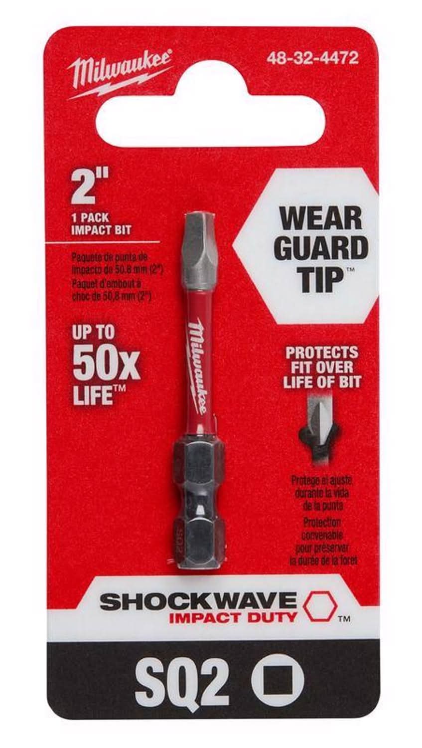 Milwaukee Shockwave Square #2 X 2 In. L Screwdriver Bit Steel 1 Pc