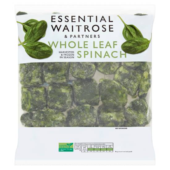Waitrose Frozen Whole Leaf Spinach