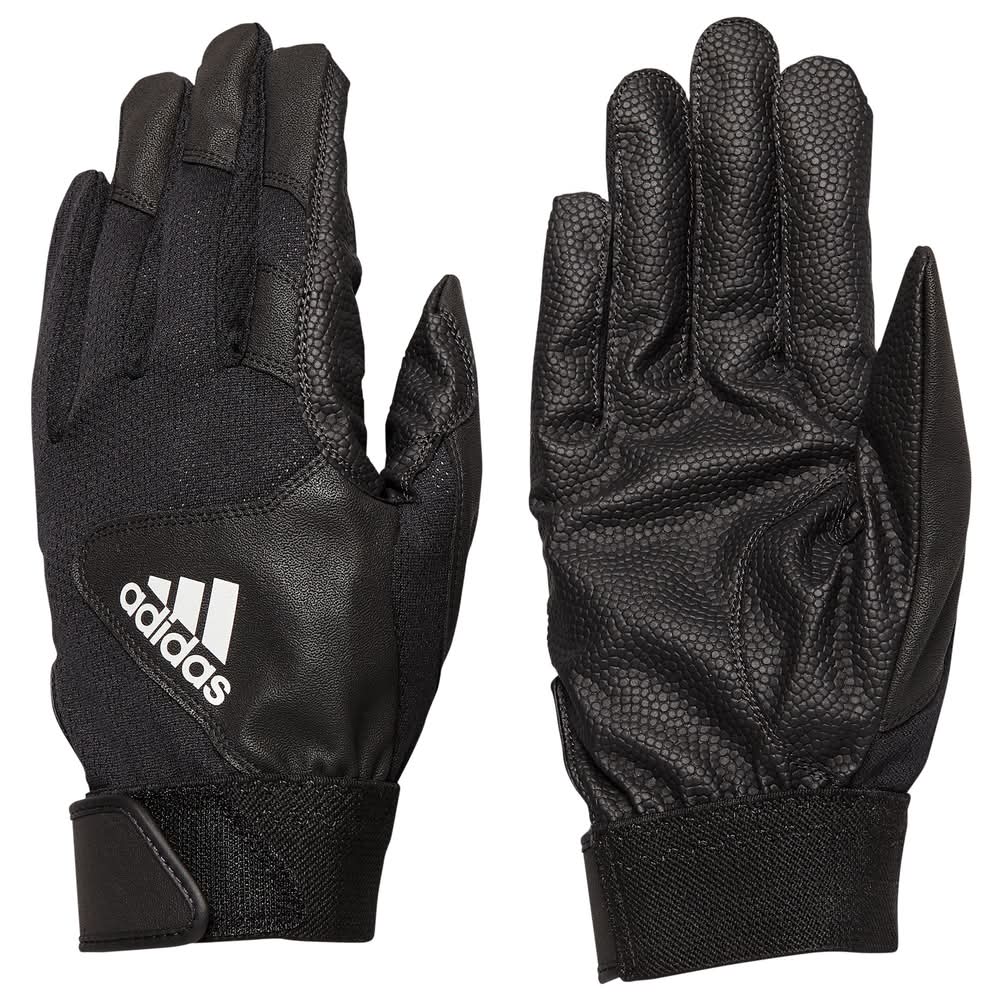 adidas Adult Triple Stripe Batting Gloves (Black, S)