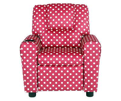 Kids Pink & White Polka Dot Recliner