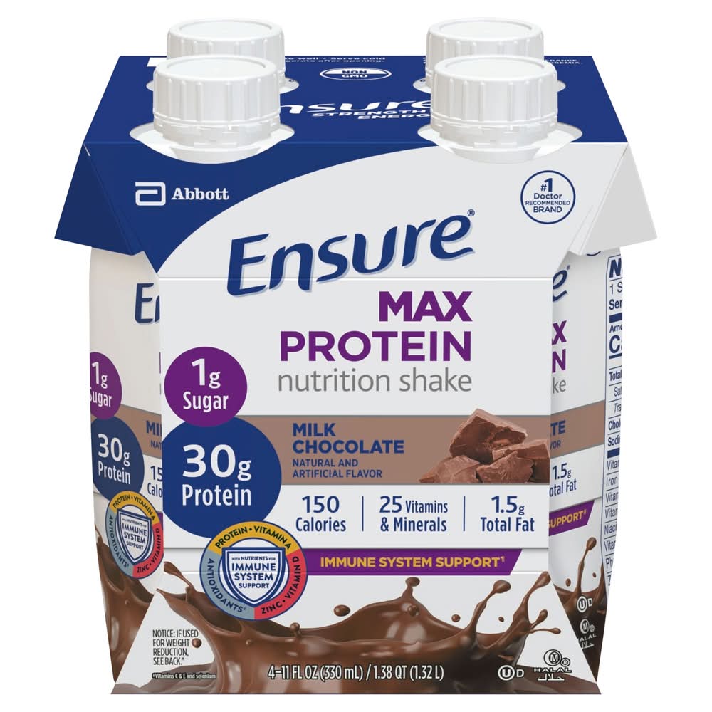 Ensure Max Protein Nutrition Shake Drink, Milk Chocolate (4 x 11 fl oz)