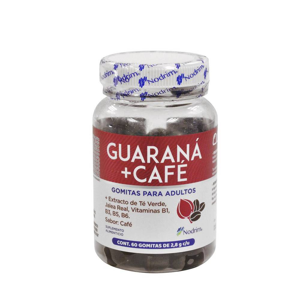 Nodrim gomitas para adultos guaraná + café (60 piezas)