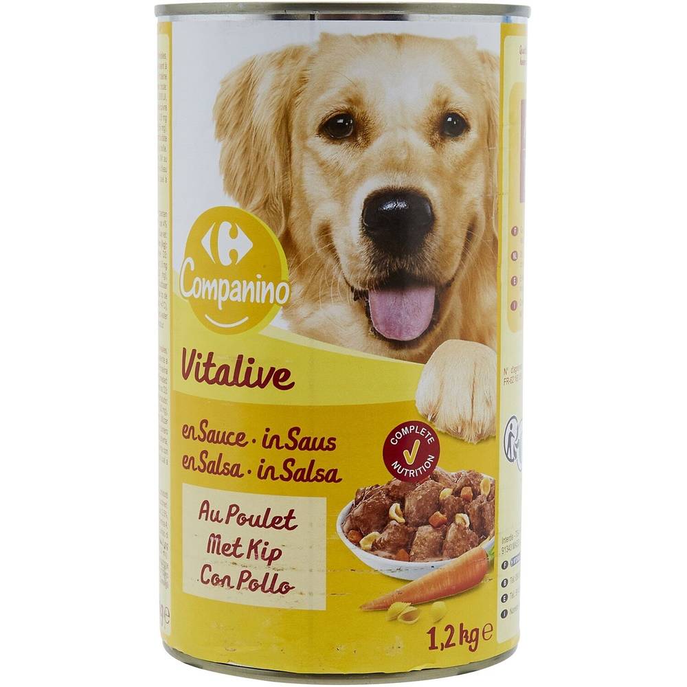 Carrefour Companino - Pâtée pour chiens bouchée au poulet (1,2kg)