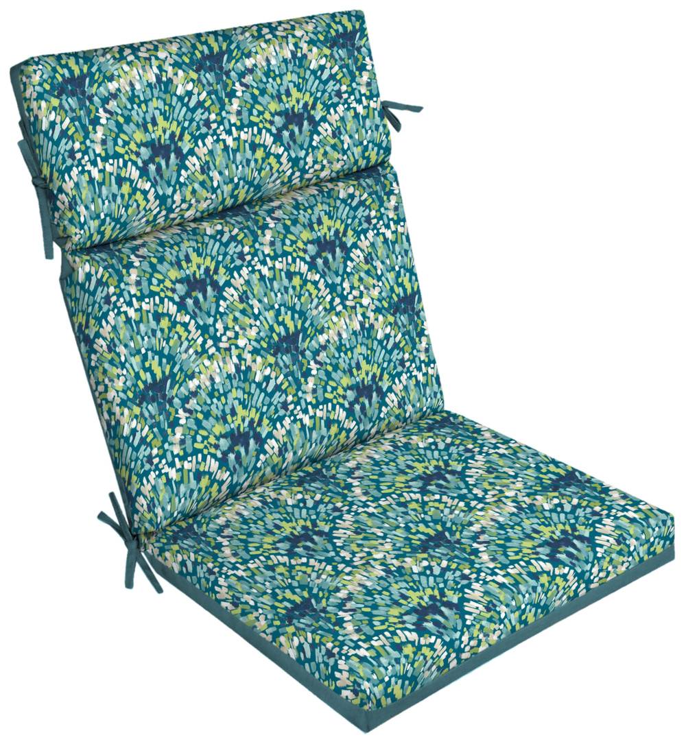 Style Selections 20-in x 21-in Teal Waves Patio Chair Cushion | HN1N713A-9C8