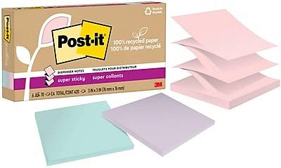 Post-It Recycled Super Sticky Pop-Up Notes,Wanderlust Pastels Collection