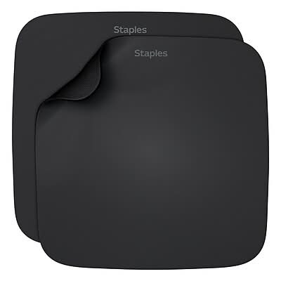 Staples TECH Non-Skid Mouse Pad, Black, 2/Pack (50678)