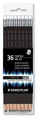 Staedtler Norica Pre-Sharpened Wooden Pencil, 2mm, #2 HB Lead, 36 Pencils/Pack, Black (132 49CB36X)