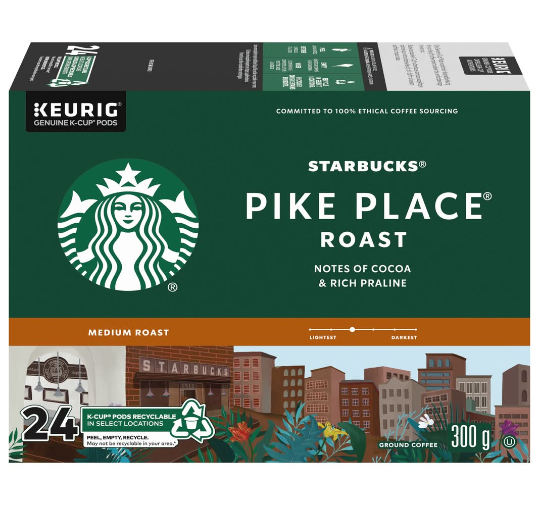 Starbucks Pike Place Medium Roast K-Cup Pods (300 g, 24 ct)