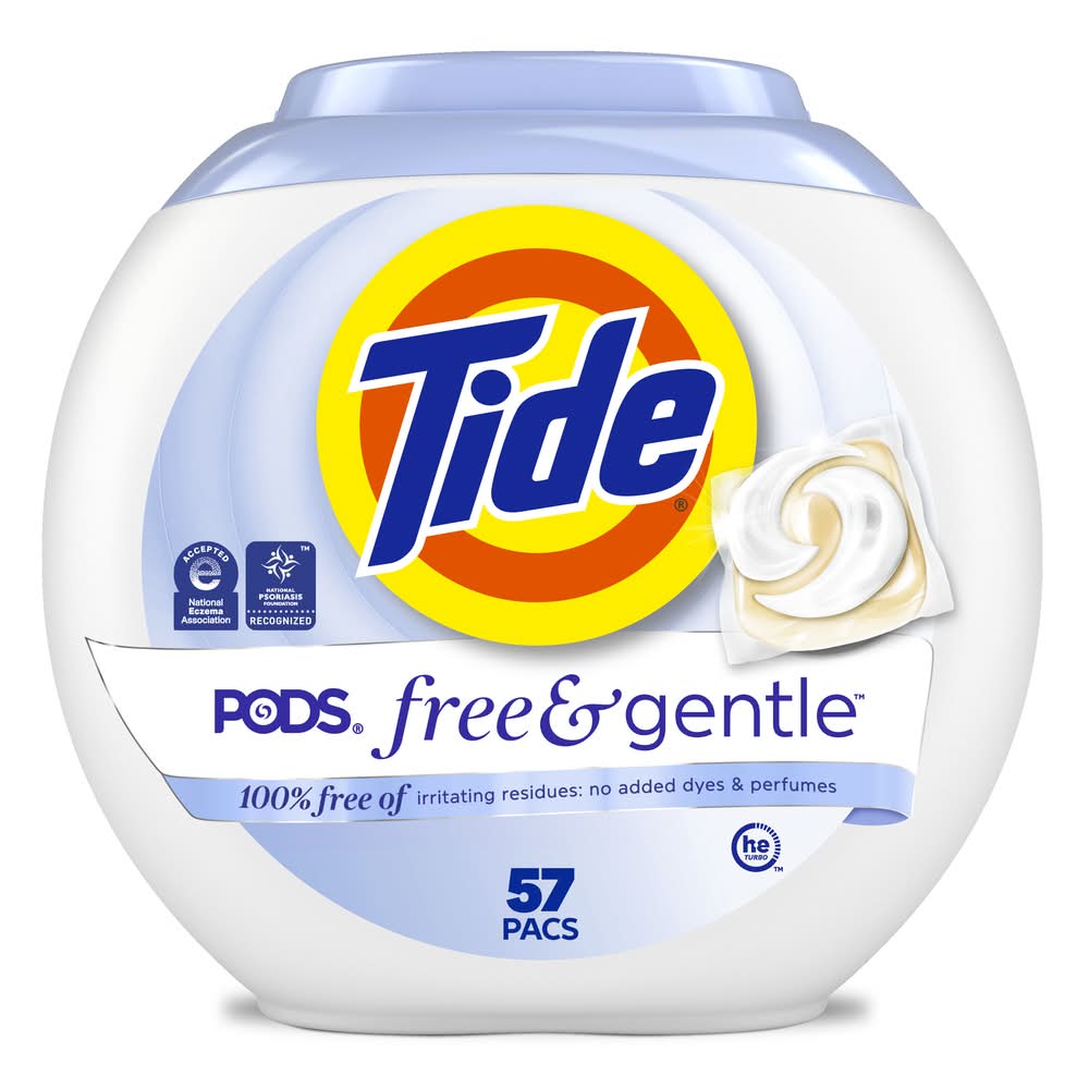 Tide Pods Free & Gentle Liquid Laundry Detergent Pacs (47 oz, 57 ct)
