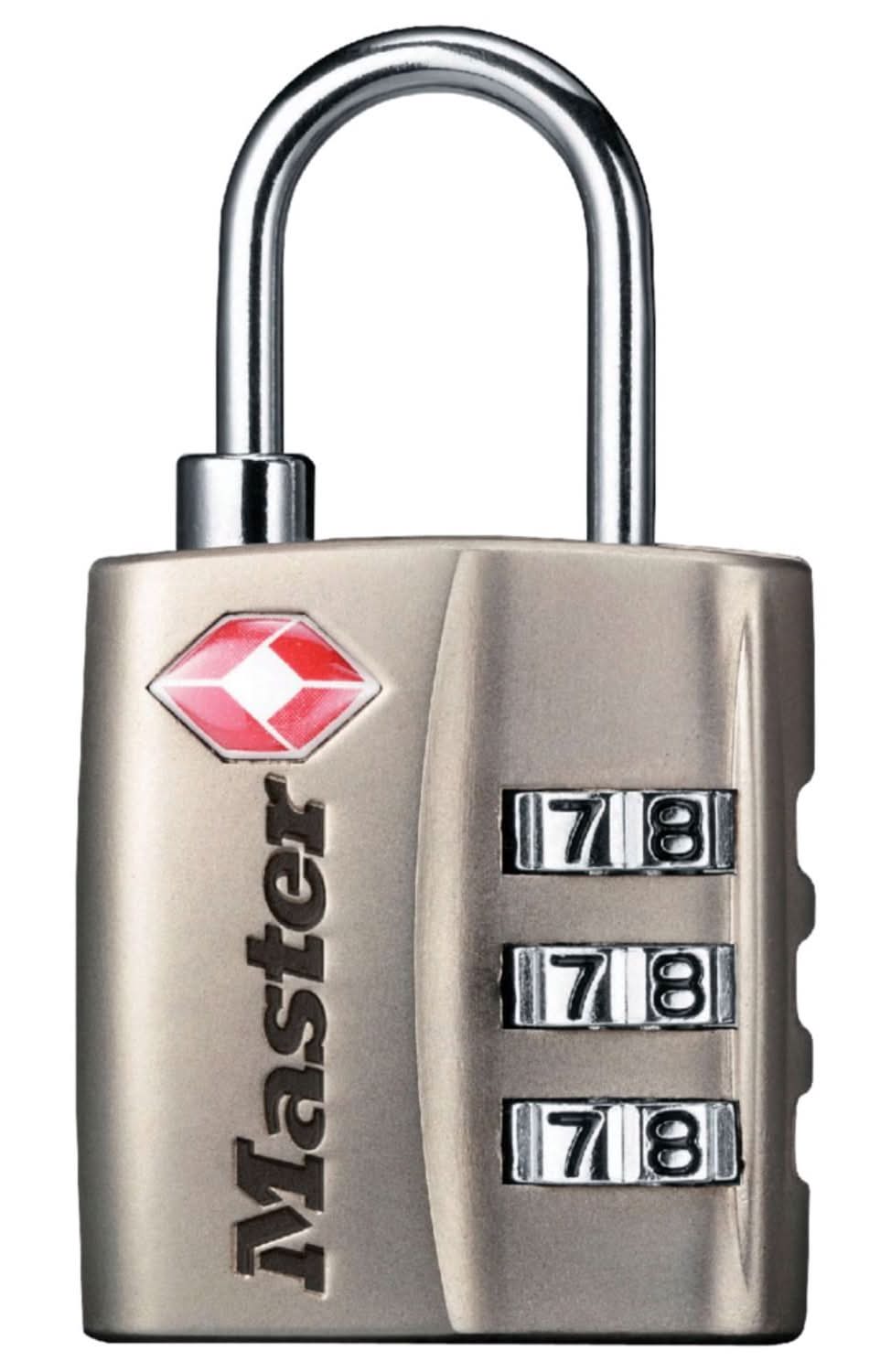 Master Lock 1-5/16 In. H X 3/8 In. W X 1-3/16 In. L Metal 3-Dial Combination Luggage Lock