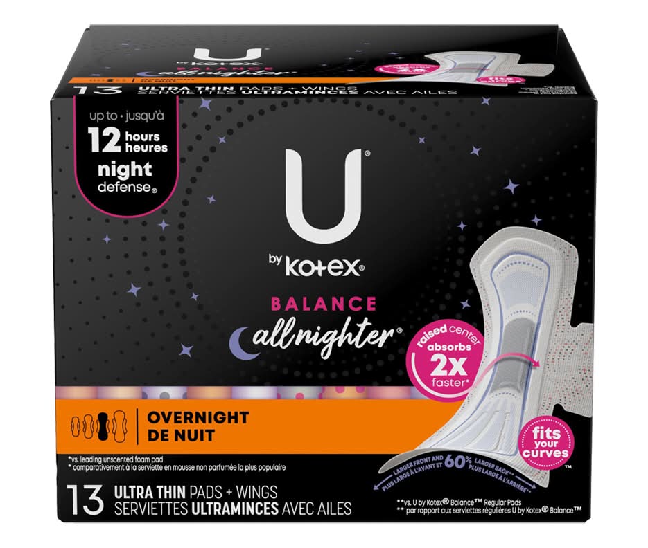 U by kotex serviettes ultraminces de nuit balance avec ailes (female) - u by kotex balance ultra thin pads with wings night