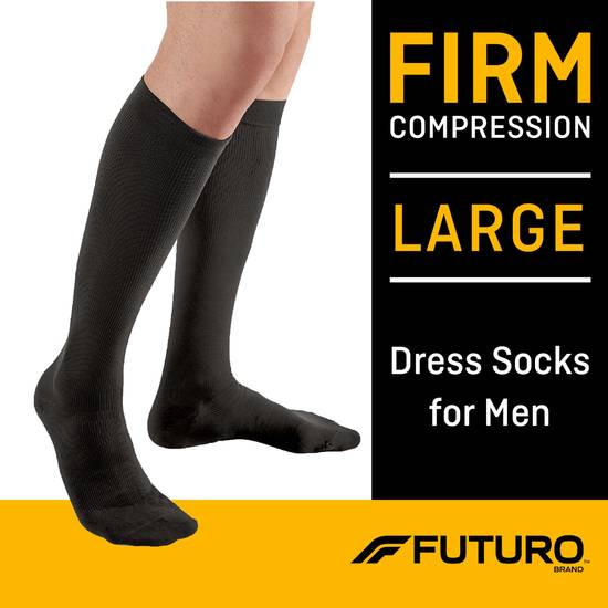Futuro Restoring Dress Socks, Over the Calf Firm Compression, Large, Black - 1 pair