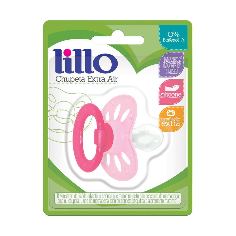 Lillo · Chupeta extra air silicone ortodôntico rosa