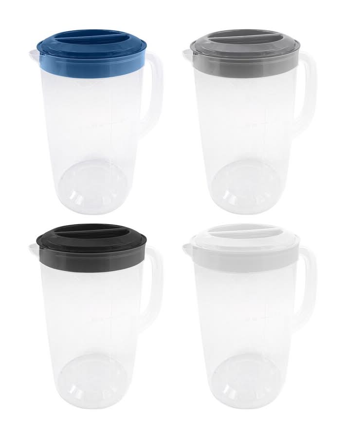 Plastic Pitchers With Colored Lids, Assorted (2 pack)