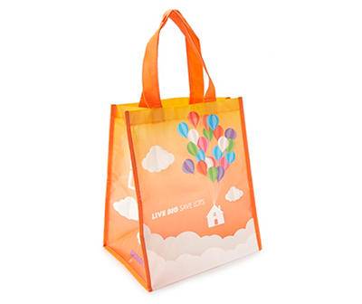 Live Big Save Lots Orange Balloon House Reusable Bag