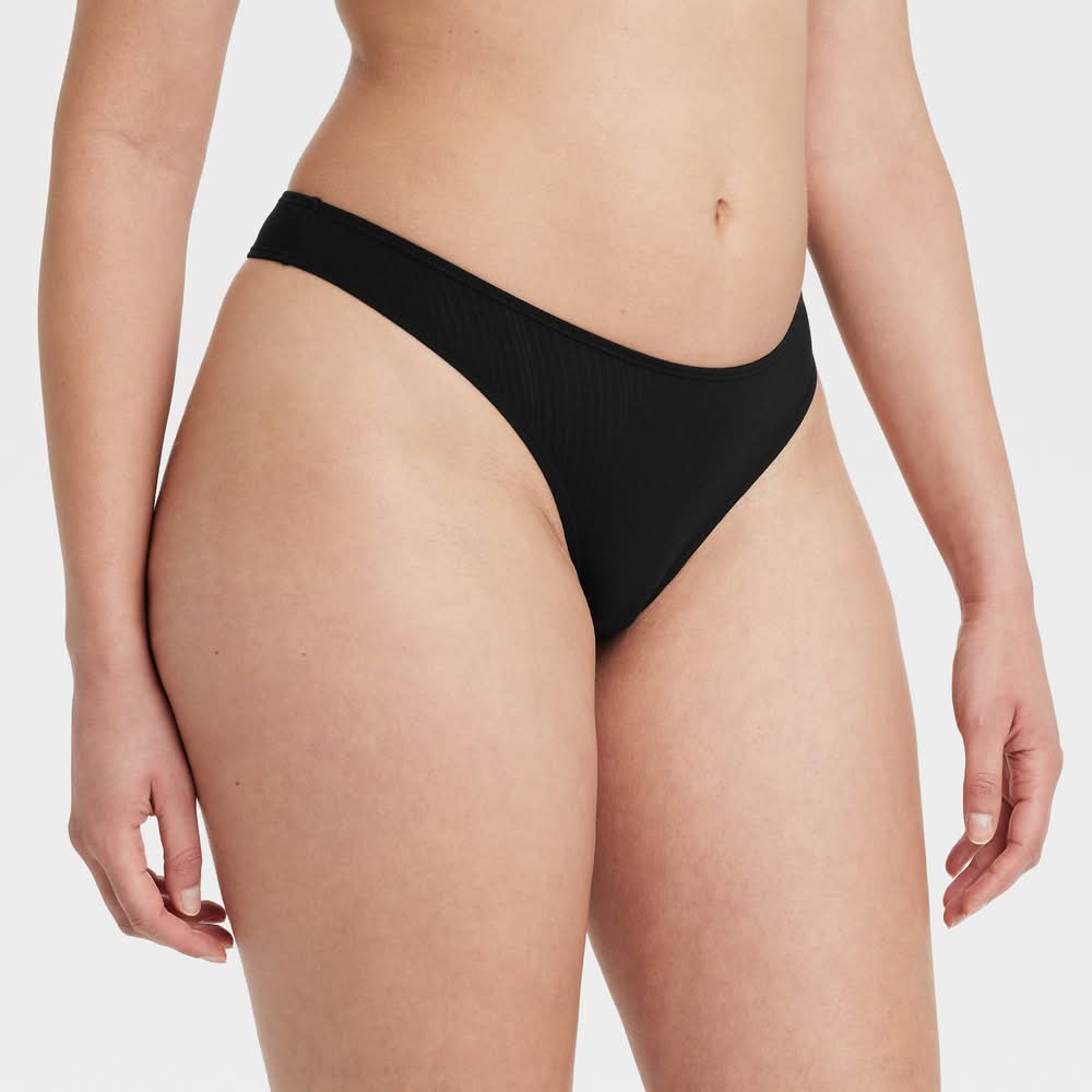 Auden Modal Blend Thong Underwear, Women, M, Black