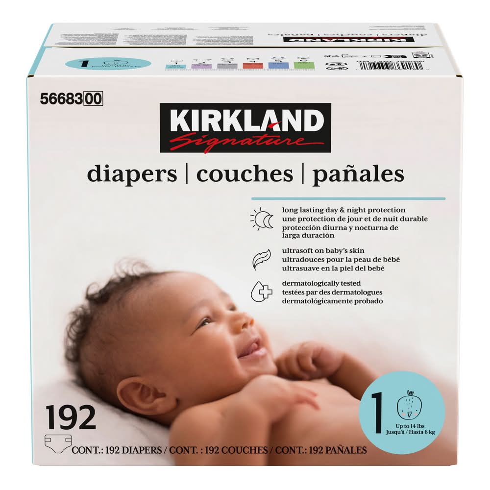 Kirkland Signature – Couches Taille 1, Paquet De 192 / Kirkland Signature Diapers Size 1, 192-Count