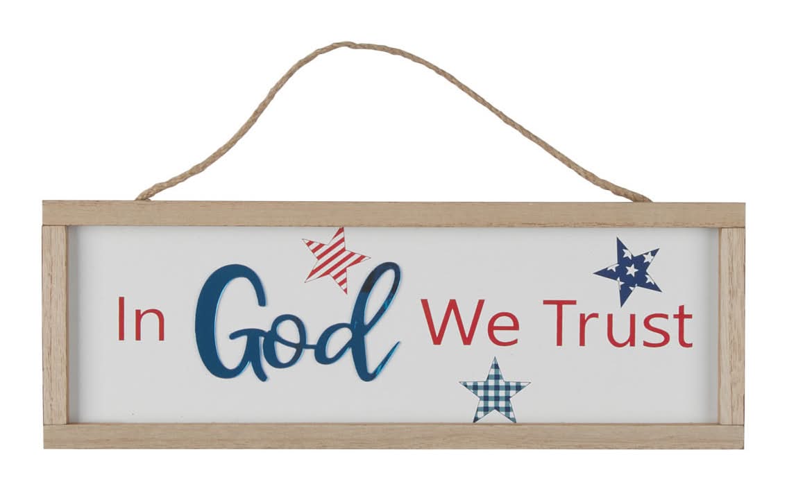 Patriotic "In God We Trust" Wall Decor Sign 12x4 In