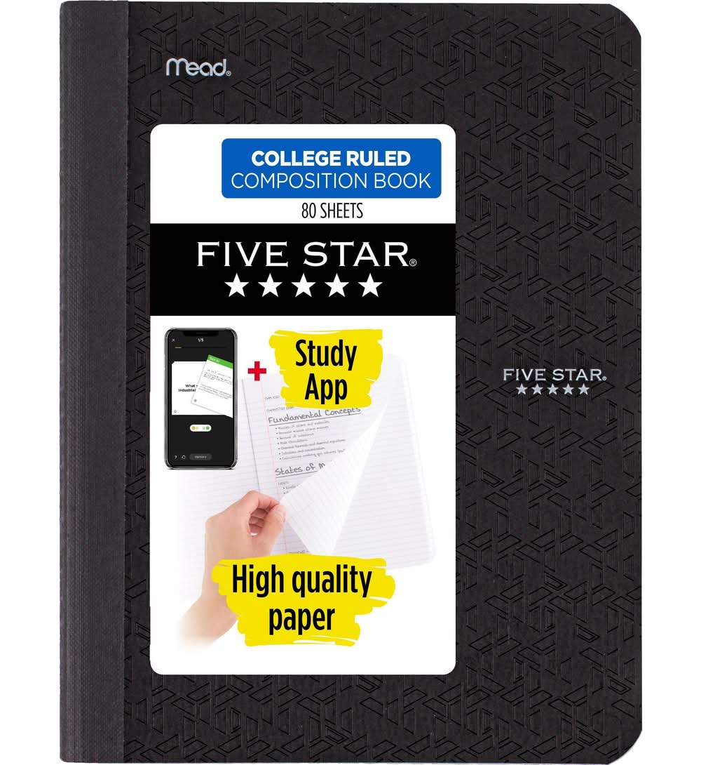 Five Star College Rule Composition Notebooks, Multicolor (6 pack)