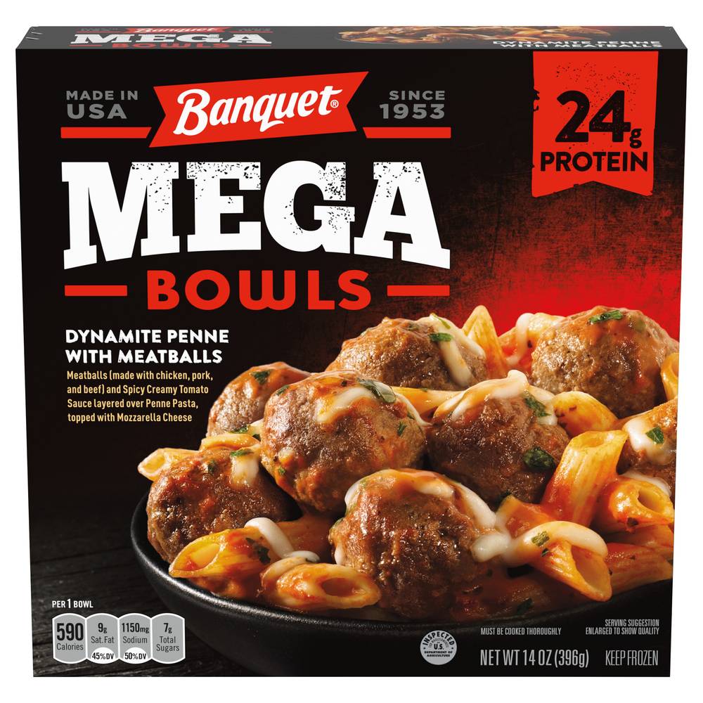 Banquet Mega Dynamite Penne With Meatball Bowls