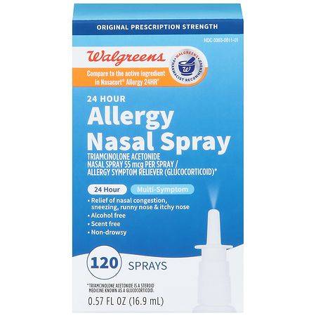 Walgreens 24 Hour Allergy Nasal Spray, Triamcinolone Acetonide - 0.57 fl oz