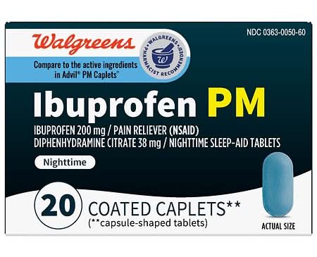 Walgreens Ibuprofen Pm Night Time 200 mg Coated Caplets (20 ct)