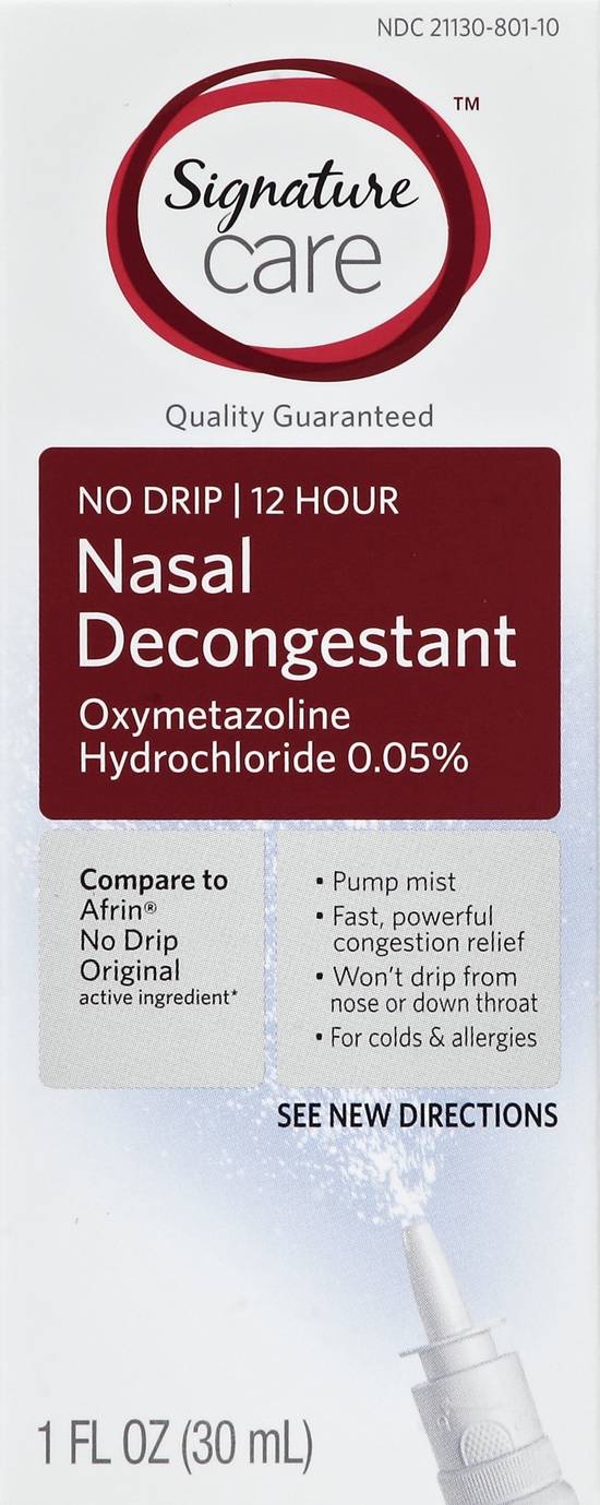 Signature Care No Drip 12 Hour Nasal Decongestant Spray