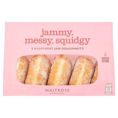 Waitrose & Partners Raspberry, Jam Doughnuts (5 pack)