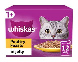 Whiskas 1+ Poultry Feasts in Jelly 12 x 85g (1.02kg)