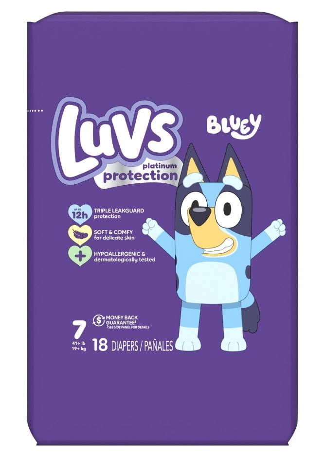 Luvs Platinum Protection Bluey Diapers, Size 7 (18 ct)