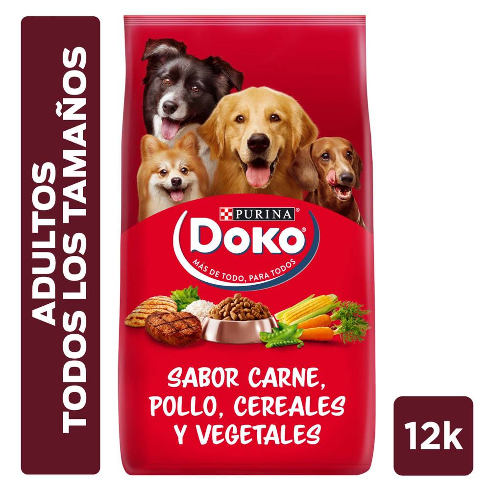 Doko · Alimento para perro adultos - Carne-Pollo-Cereales-Vegetales - Todos los Tamaños (12 kg)