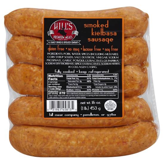 Hill's Premium Meats Smoked Kielbasa Sausage Gluten Free (16 oz)