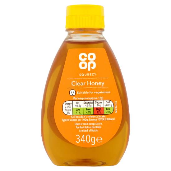 Co-Op Squeezy Clear Honey 340g