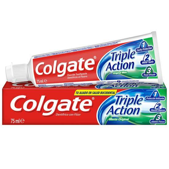 COLGATE pasta dentífrica triple acción con flúor tubo 75 ml
