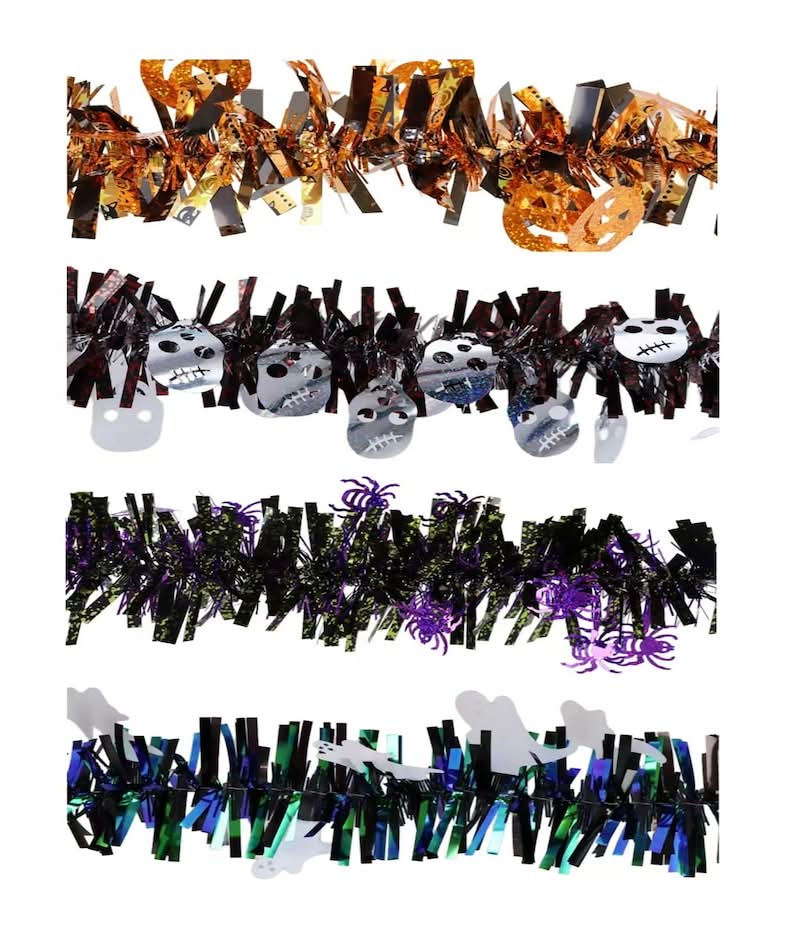 Halloween-themed Tinsel Garland, Assorted Designs