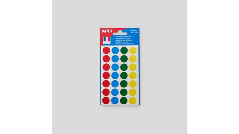 Apli Paper - Pochette de étquettes 4 couleurs asstorties l'unité (diamètre 15 mm)