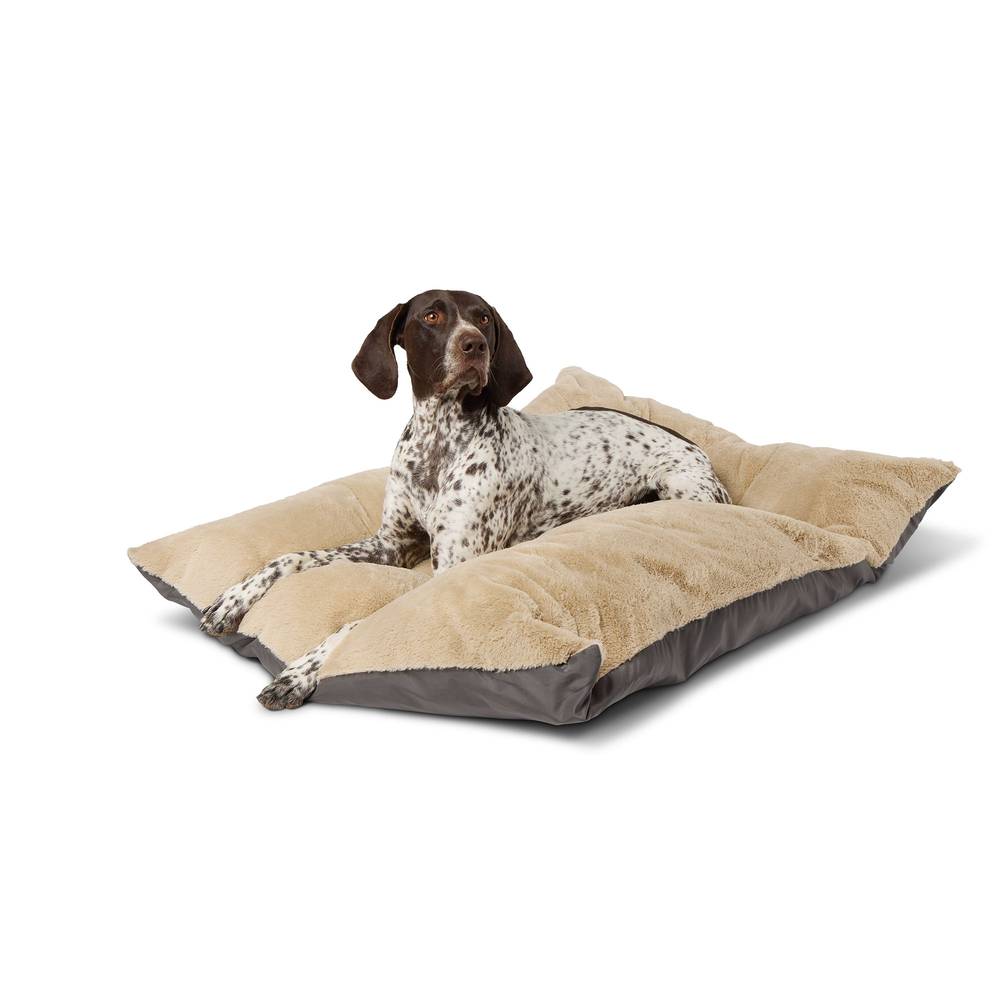 Top Paw Tan Plush Pillow Dog Bed