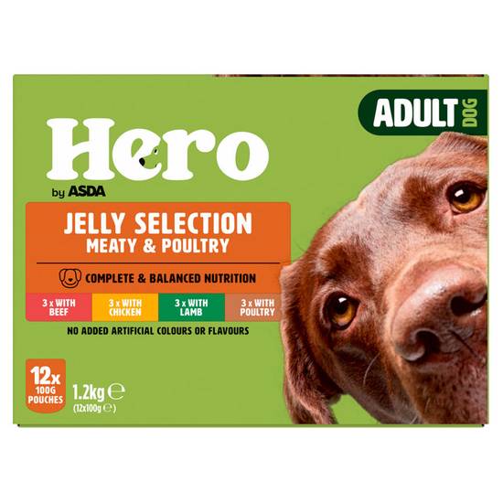 Asda Hero Adult Meat & Poultry Selection in Jelly 12 x 100g (1.2kg)