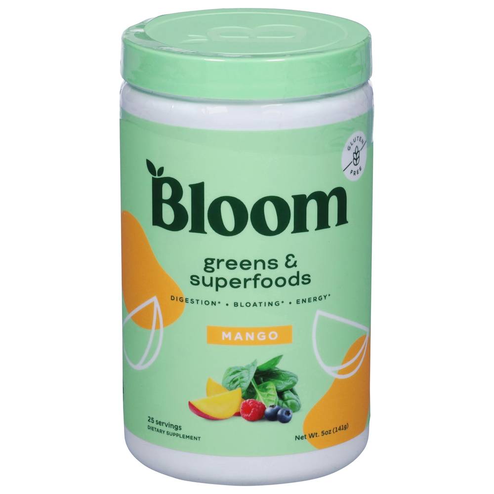 Bloom Nutrition Greens and Superfoods Dietary Supplement Powder, Mango (5 oz)