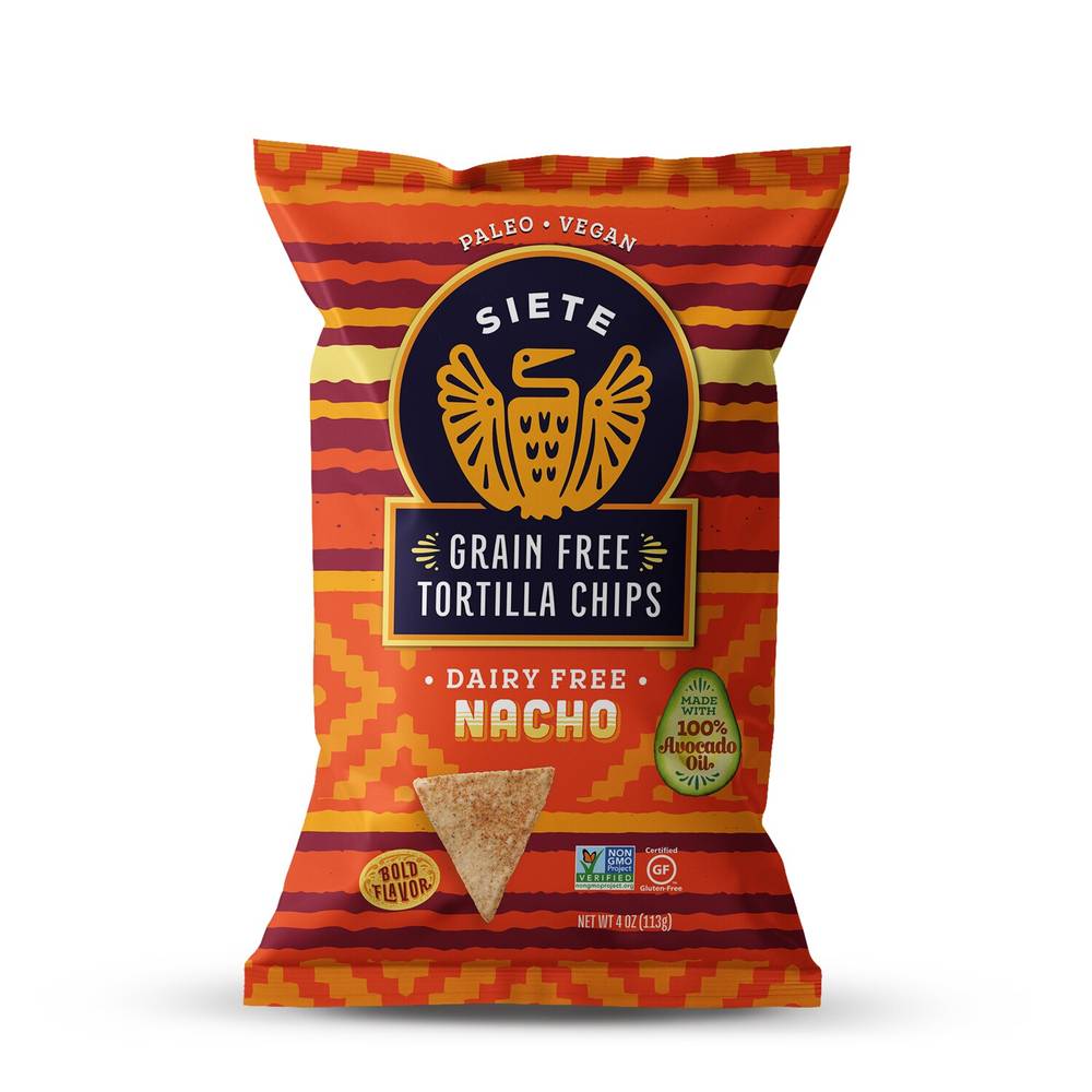 Siete Grain Free Tortilla Chips, Nacho, 4 Oz