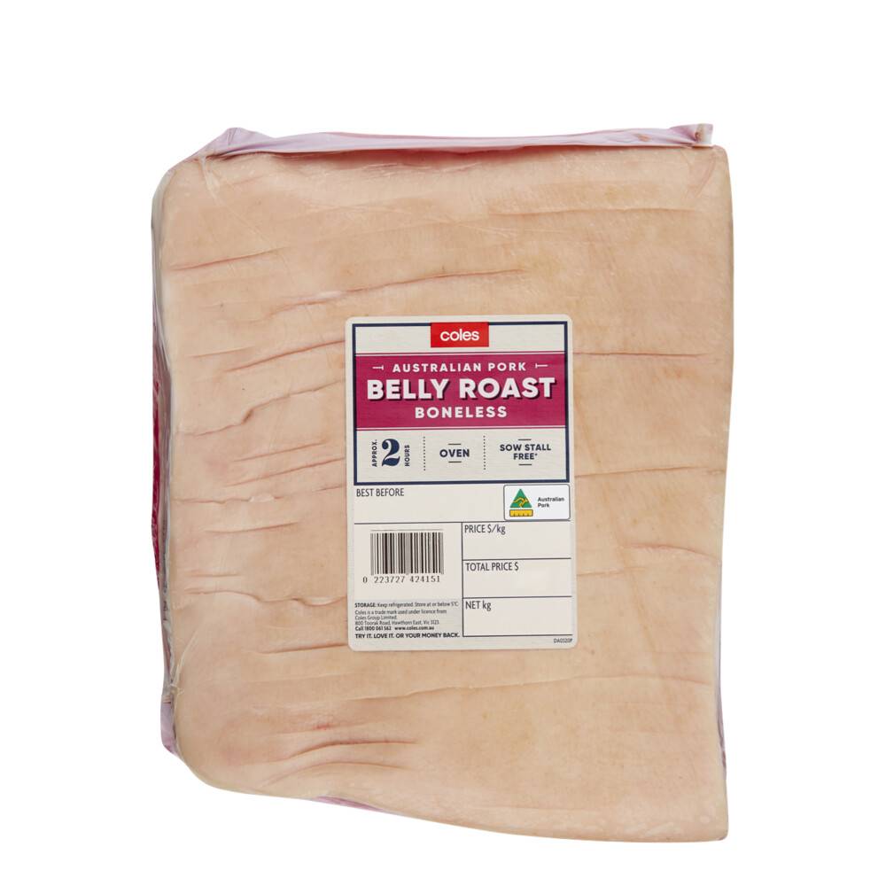 Coles Pork Belly Roast Boneless approx. 1.3kg