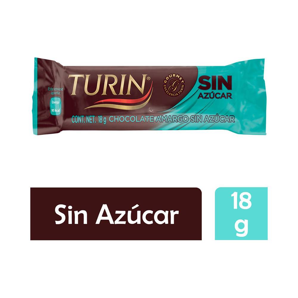 Turin chocolate amargo sin azúcar (barra 18 g)
