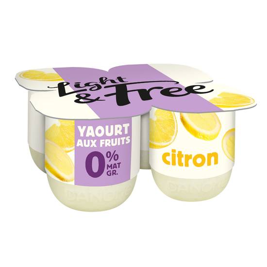 Light & Free - Yaourt aux fruits allégé citron (4 pièces)