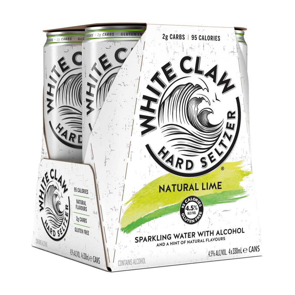 White Claw Hard Seltzer Natural Lime 330mL X 4 pack