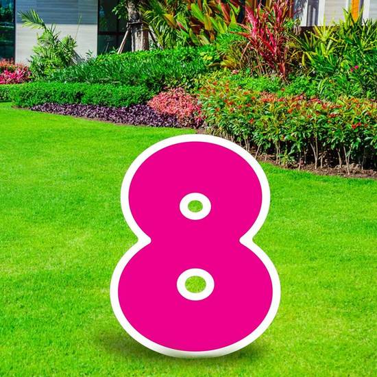 Pink Number (8) Corrugated Plastic Yard Sign, 24in