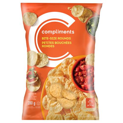 Compliments Tortilla Chips White Bite-Size Round Sea Salt 280 g