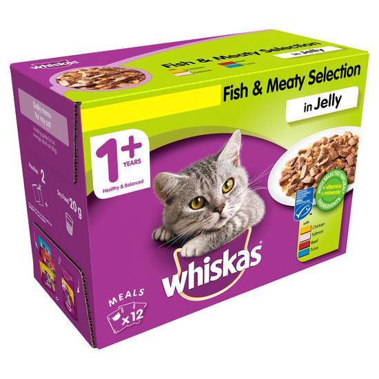 Whiskas 1+ Fish Meat 12x100 gms